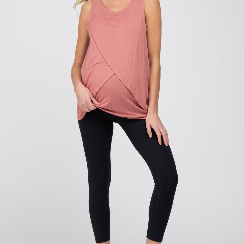 Black Maternity Leggings with Over-Belly Panel – Size Small